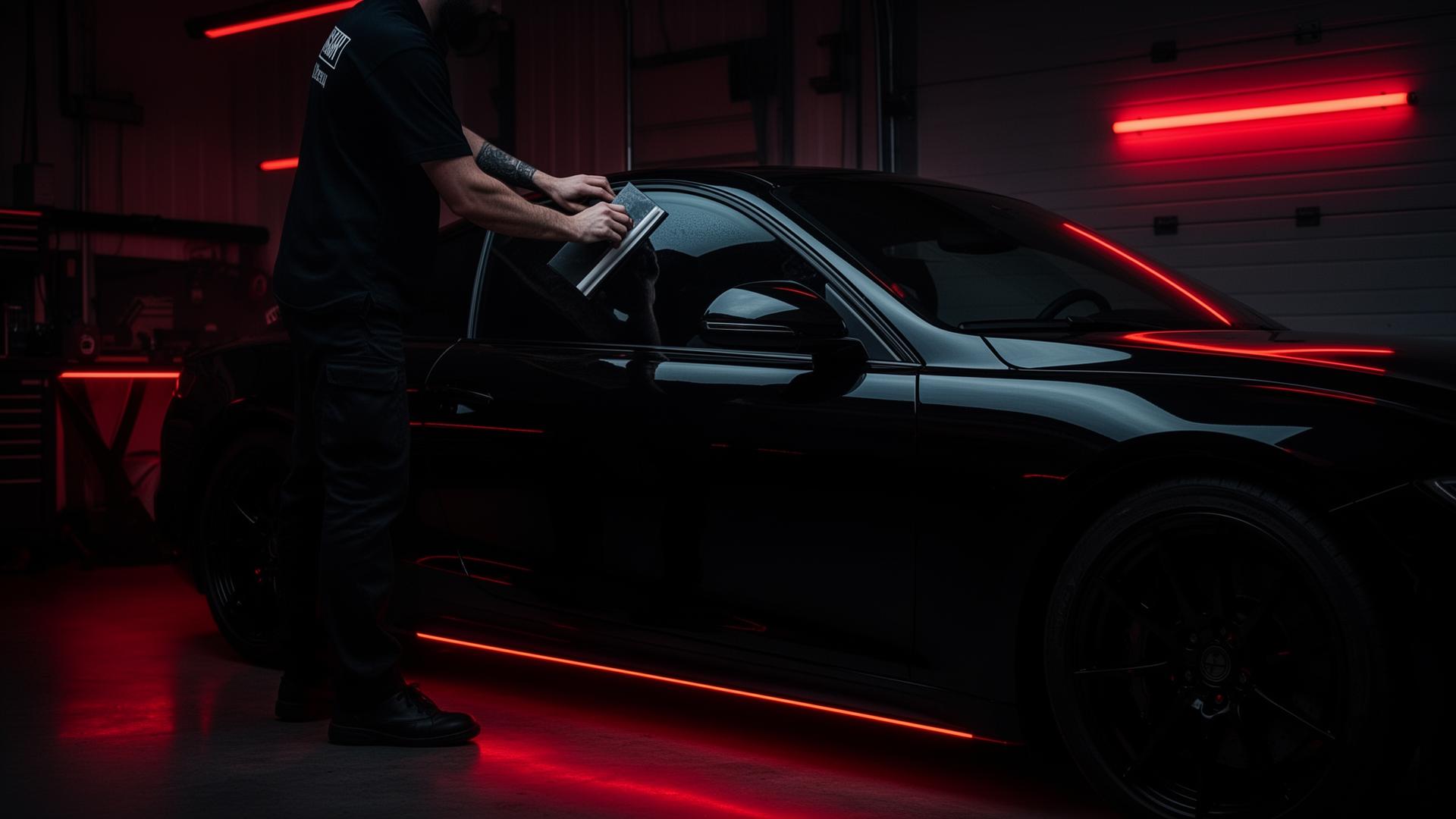 Aplicação de película automotiva premium